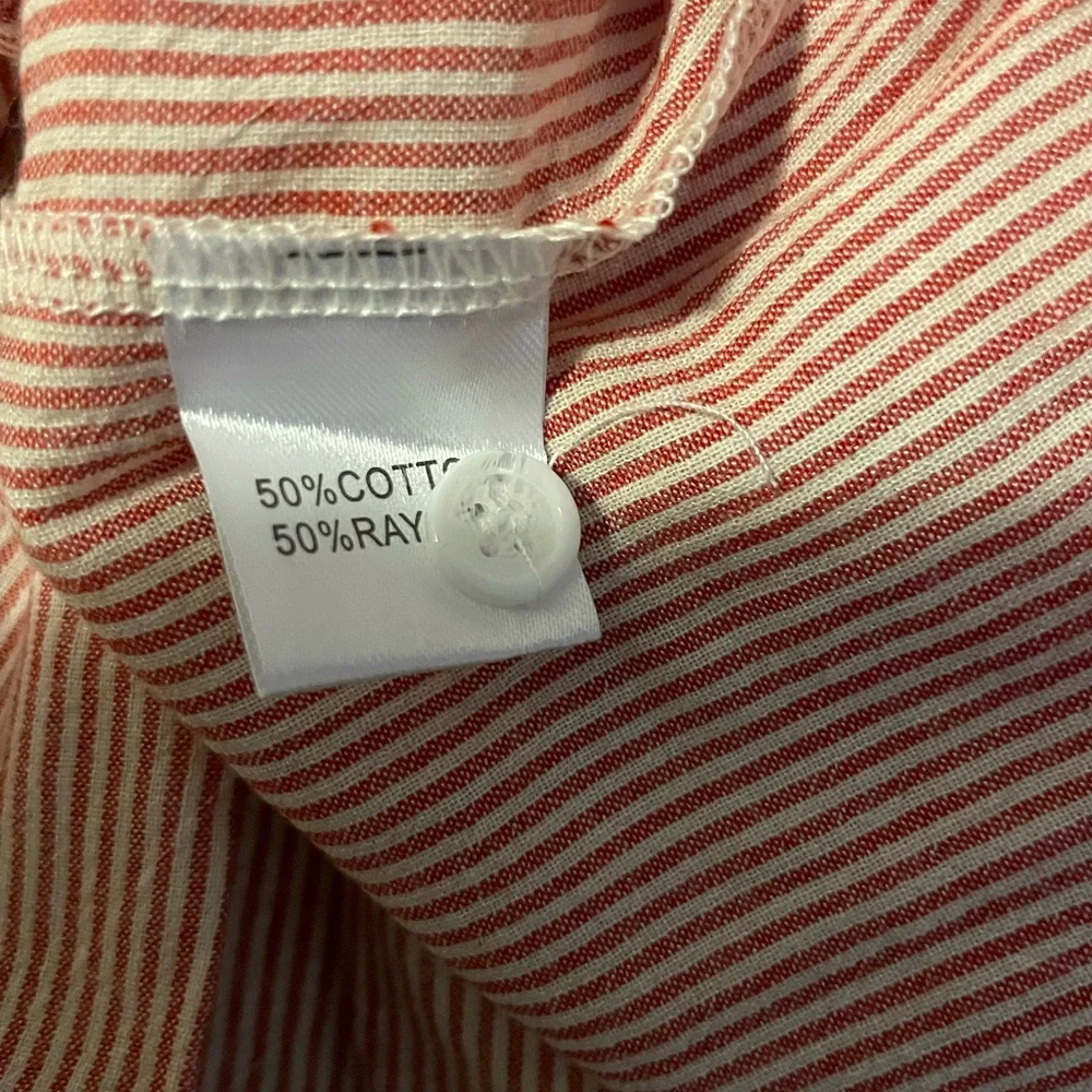 Sz L OMSJ OMSJ Women's Striped Button Down Shirts Casual Long Sleeve Stylish V - Picture 12 of 12